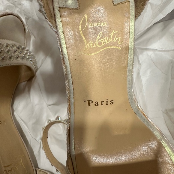 Christian Louboutin Pearl Embellished Wedge Sandals - Picture 15 of 16